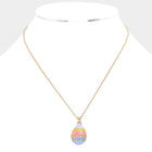 Enamel Easter Egg Pendant Necklace – Pastel Spring Jewelry, Minimal Gift for Women