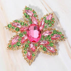 Floral Rhinestone Statement Brooch Pin, Oval Stone Wedding Brooch Clip, Vintage Style Crystal Jewelry