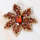 Floral Rhinestone Statement Brooch Pin, Oval Stone Wedding Brooch Clip, Vintage Style Crystal Jewelry