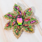 Floral Rhinestone Statement Brooch Pin, Oval Stone Wedding Brooch Clip, Vintage Style Crystal Jewelry