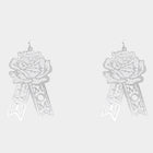 Brass Rose Flower Drop Earrings, "MOM" Dangle Jewelry, Gift for Mother