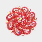 Flower Brooch Pin with Round Stone, Crystal Floral Brooch, Coat and Scarf Dress Brooches