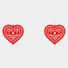 MOM Heart Dangle Earrings, Colored Brass Jewelry, Gift for Mom