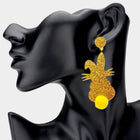 Glitter Resin Bunny Earrings with Pom Pom Tail, Spring Easter Jewelry