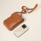 Faux Leather Phone Pouch Bag, Small Crossbody Mini Purse, Adjustable Strap