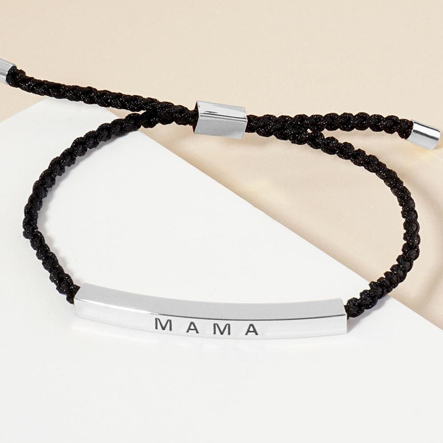 MAMA Bar Bracelet, Adjustable Rope, Gift for Mom, Birthday Jewelry