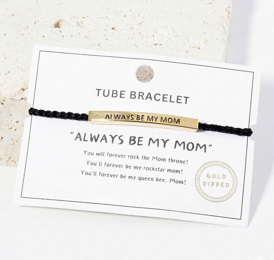 MAMA Bar Bracelet, Adjustable Rope, Gift for Mom, Birthday Jewelry