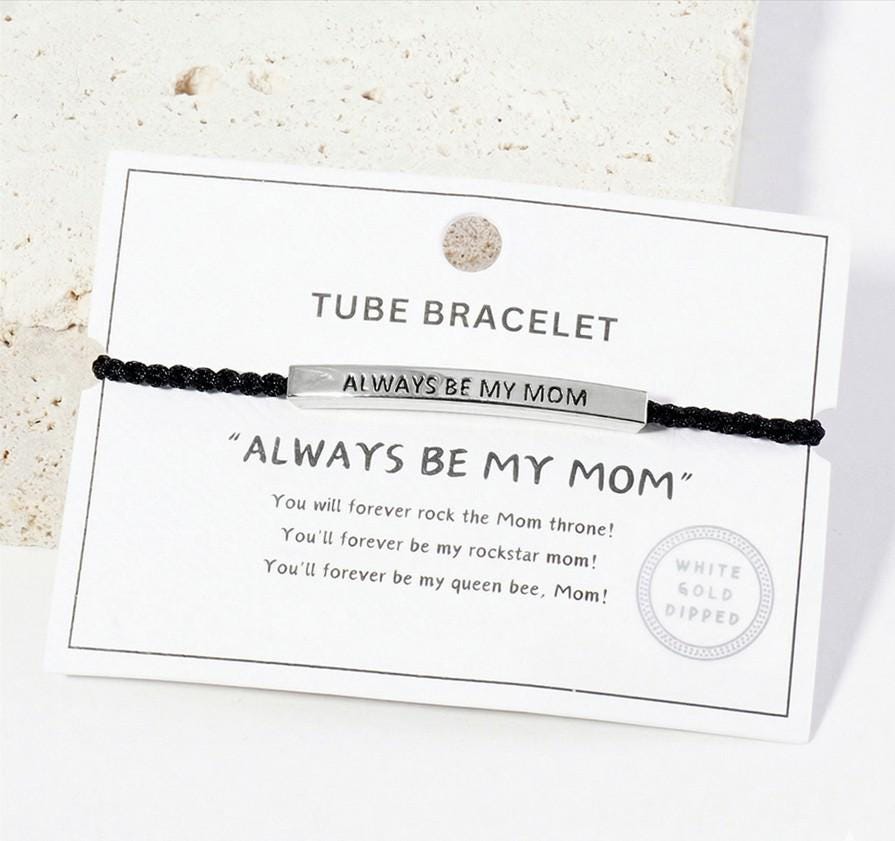 MAMA Bar Bracelet, Adjustable Rope, Gift for Mom, Birthday Jewelry