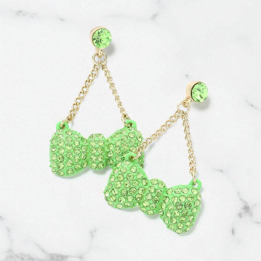 Rhinestone Bow Dangle Earrings, Crystal Party Statement Jewelry