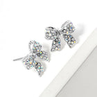 Crystal Rhinestone Sparkly Pave Bow Stud Earrings, Dainty Bow Jewelry, Bridal Wedding Gift