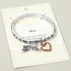 Mom Heart Flower Charm Stretch Bracelet, Mother's Day Keepsake Jewelry