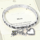 Mom Heart Flower Charm Stretch Bracelet, Mother's Day Keepsake Jewelry