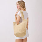 Handmade Woven Tote Bag, Round Bottom Boho Summer Beach Shoulder Bag, Large Handbag