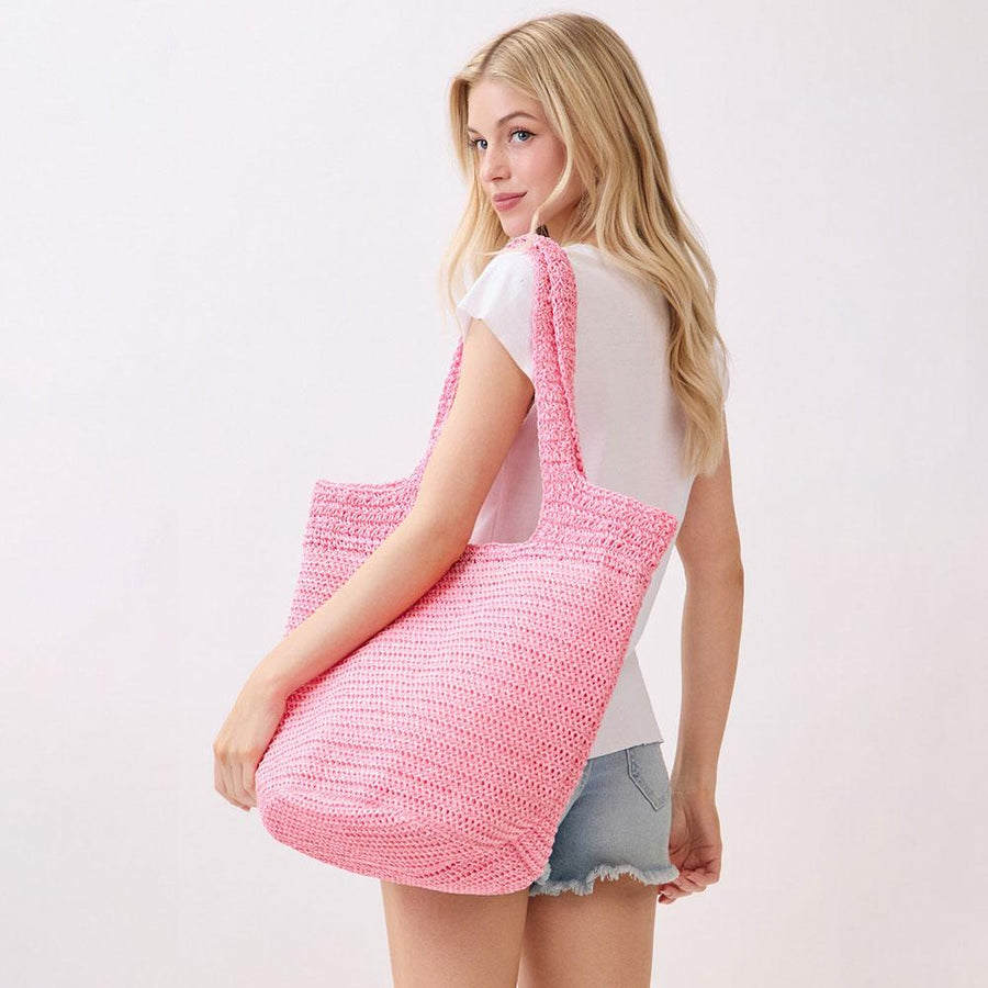 Handmade Woven Tote Bag, Round Bottom Boho Summer Beach Shoulder Bag, Large Handbag