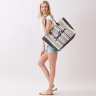 Sunshine Striped Fringe Tote Bag, Boho Summer Beach Shoulder Bag, Large Handbag