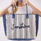 Sunshine Striped Fringe Tote Bag, Boho Summer Beach Shoulder Bag, Large Handbag