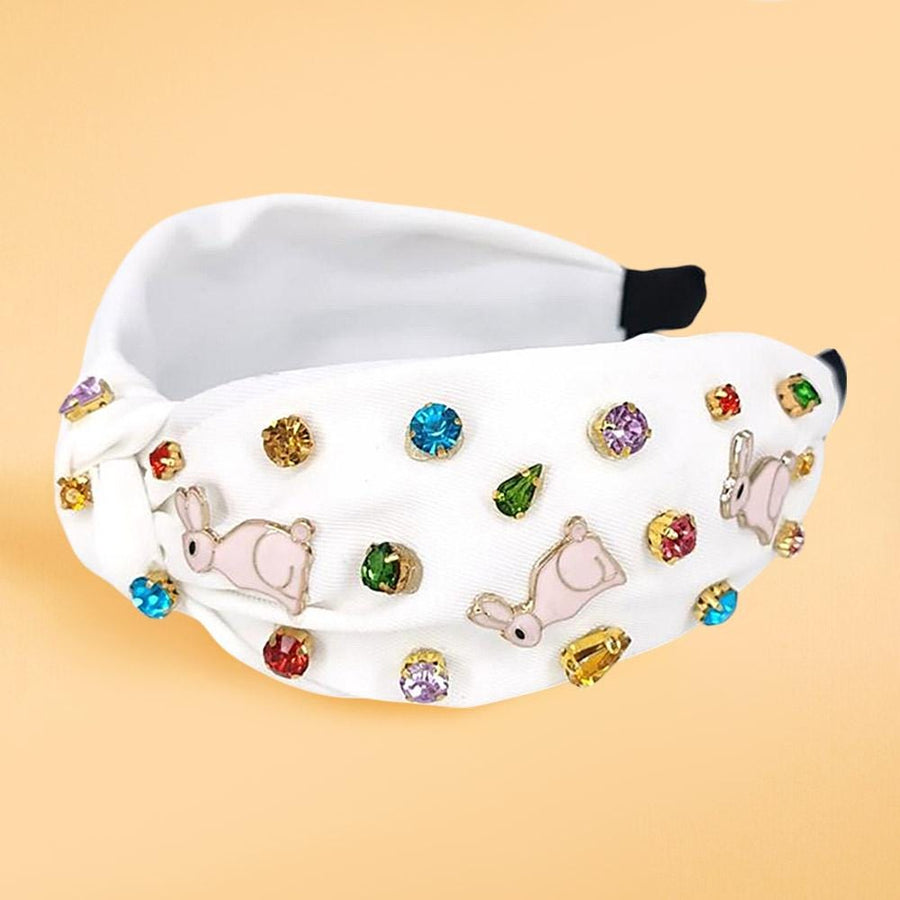 Colorful Stone Cluster Easter Knot Headband, Enamel Embellished Spring Hair Accessory