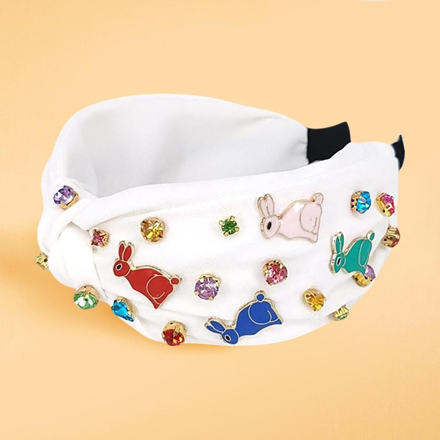 Colorful Stone Cluster Easter Knot Headband, Enamel Embellished Spring Hair Accessory