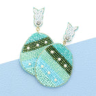 Beaded Easter Bunny Egg Dangle Earrings, Felt Back Spring Holiday Jewelry