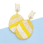 Beaded Easter Bunny Egg Dangle Earrings, Felt Back Spring Holiday Jewelry