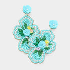 Seed Beaded Flower Cross Dangle Earrings, Boho Faith Jewelry, Christian Gift for Easter