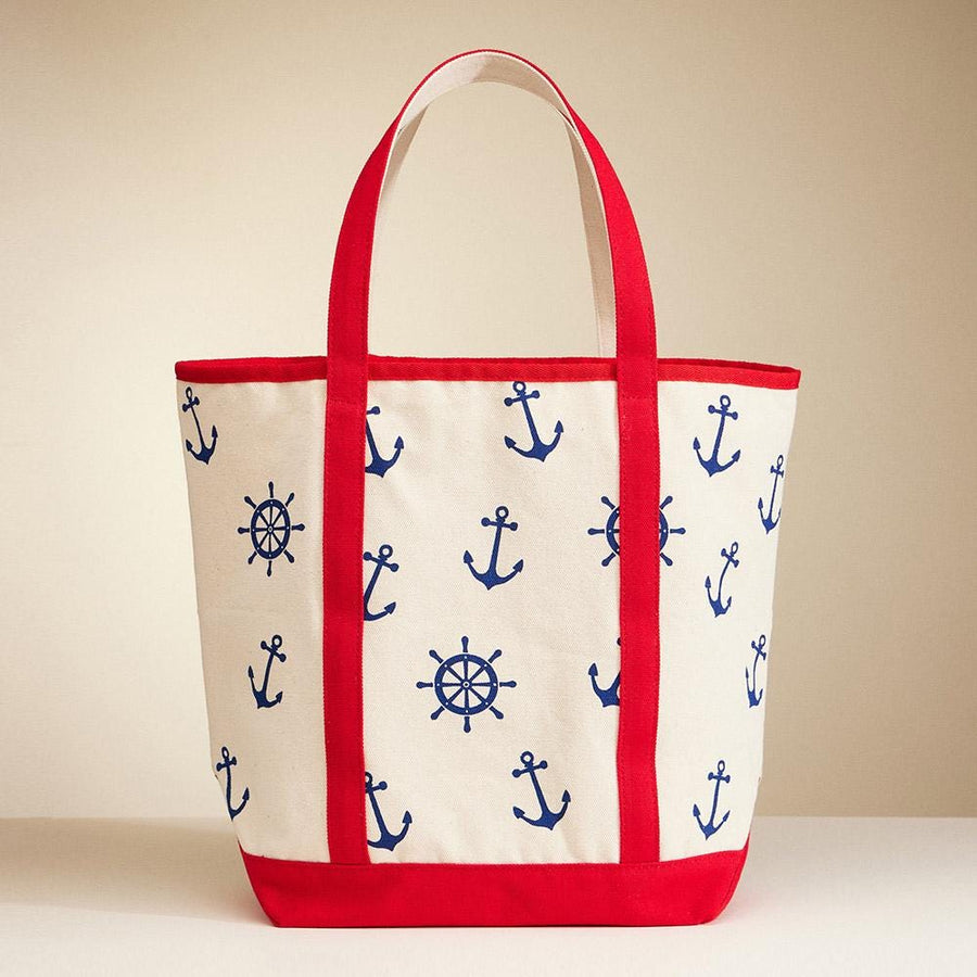 Anchor Wheel Tote | Summer Vacation Bag | Soft Shopper Carry on | Beach Shoulder Bag