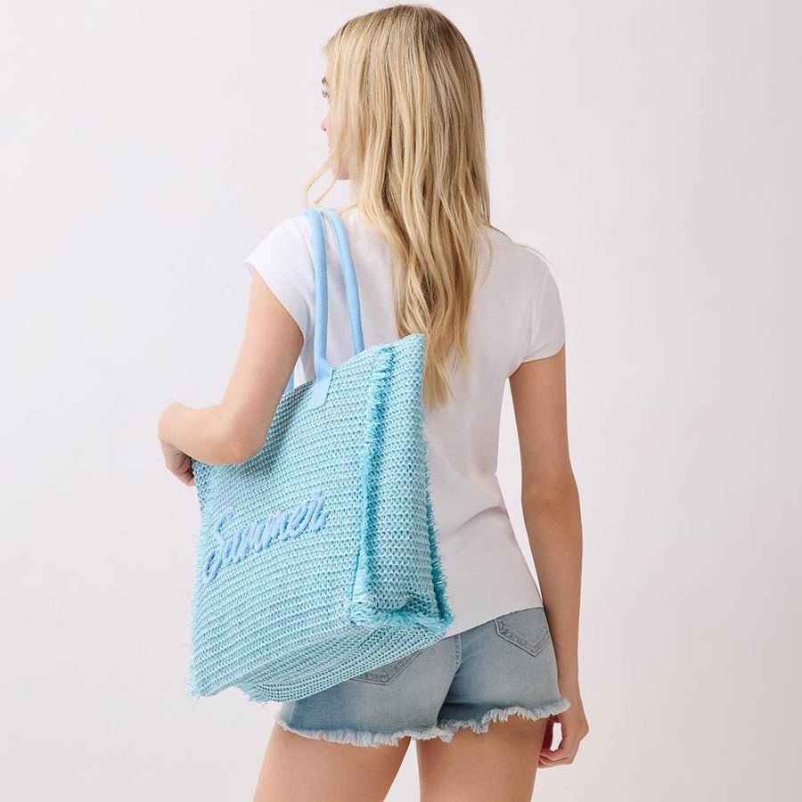 Summer Embroidered Straw Tote, Woven Beach Bag, Boho Shoulder Bag, Large Vacation Carry on