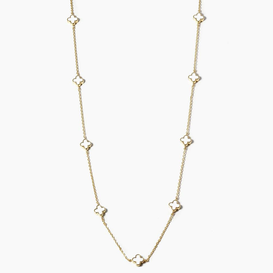 Gold Dipped Quatrefoil Station Necklace, Dainty Lucky Clover Layering Jewelry for Women