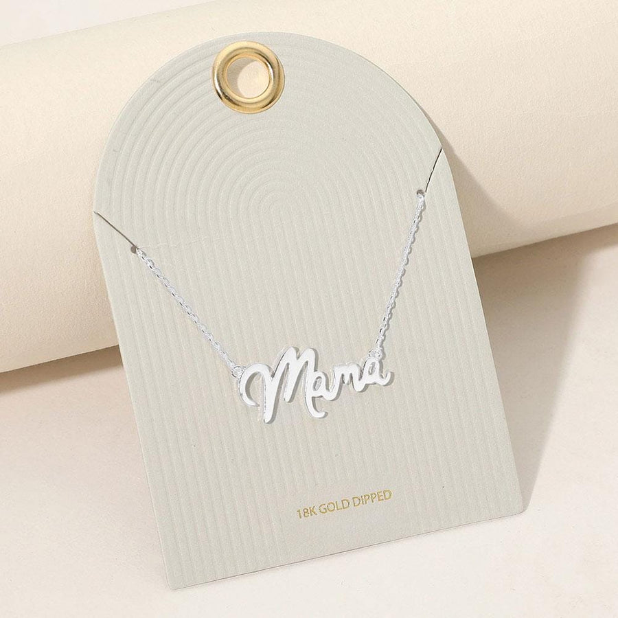 18K Gold Dipped Mama Script Pendant Necklace, Minimalist Everyday Mom Jewelry for Mother's Day