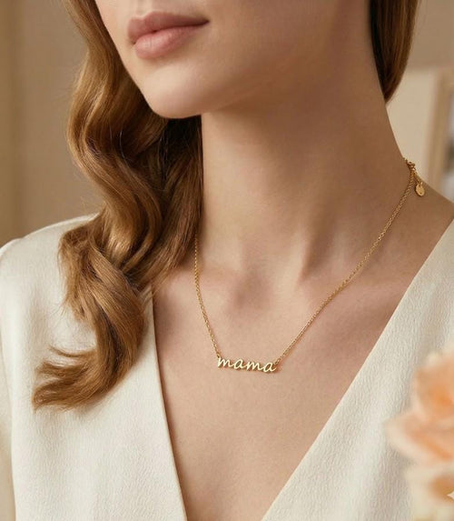 14K Gold Dipped Mama Necklace, Dainty Pendant Jewelry, Mother's Day Gift