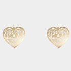 MOM Heart Dangle Earrings, Colored Brass Jewelry, Gift for Mom
