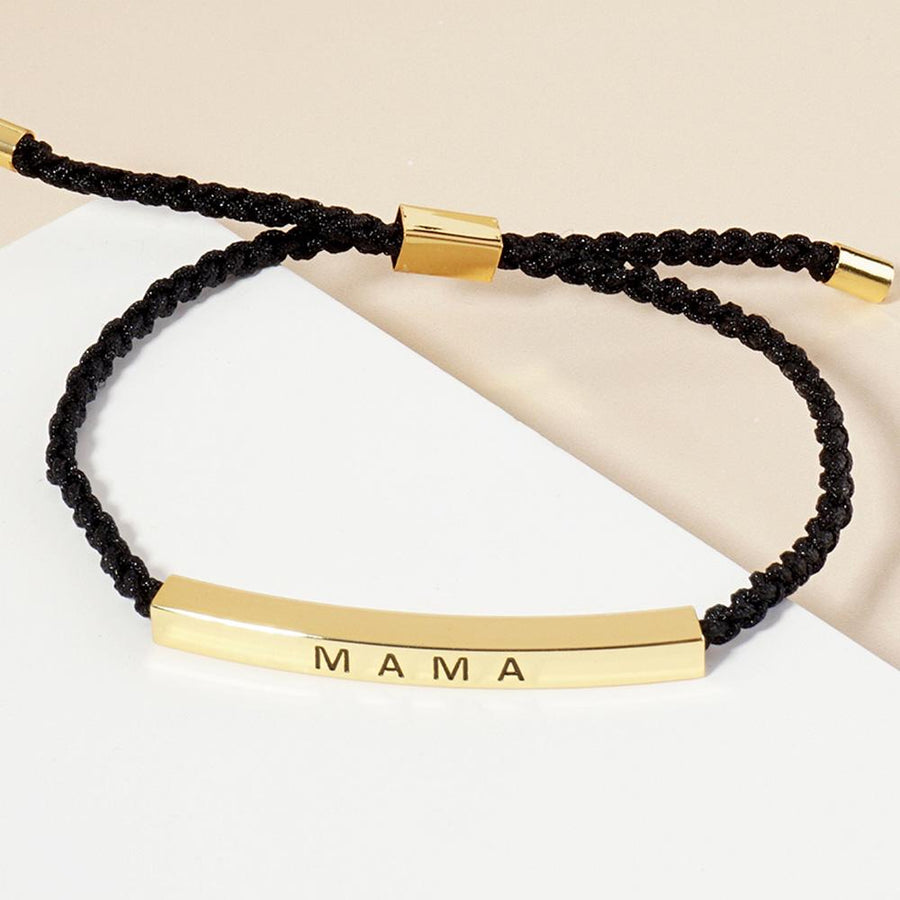 MAMA Bar Bracelet, Adjustable Rope, Gift for Mom, Birthday Jewelry