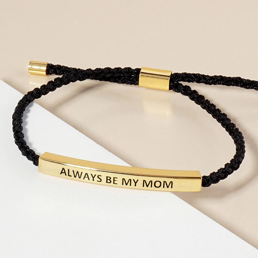 MAMA Bar Bracelet, Adjustable Rope, Gift for Mom, Birthday Jewelry