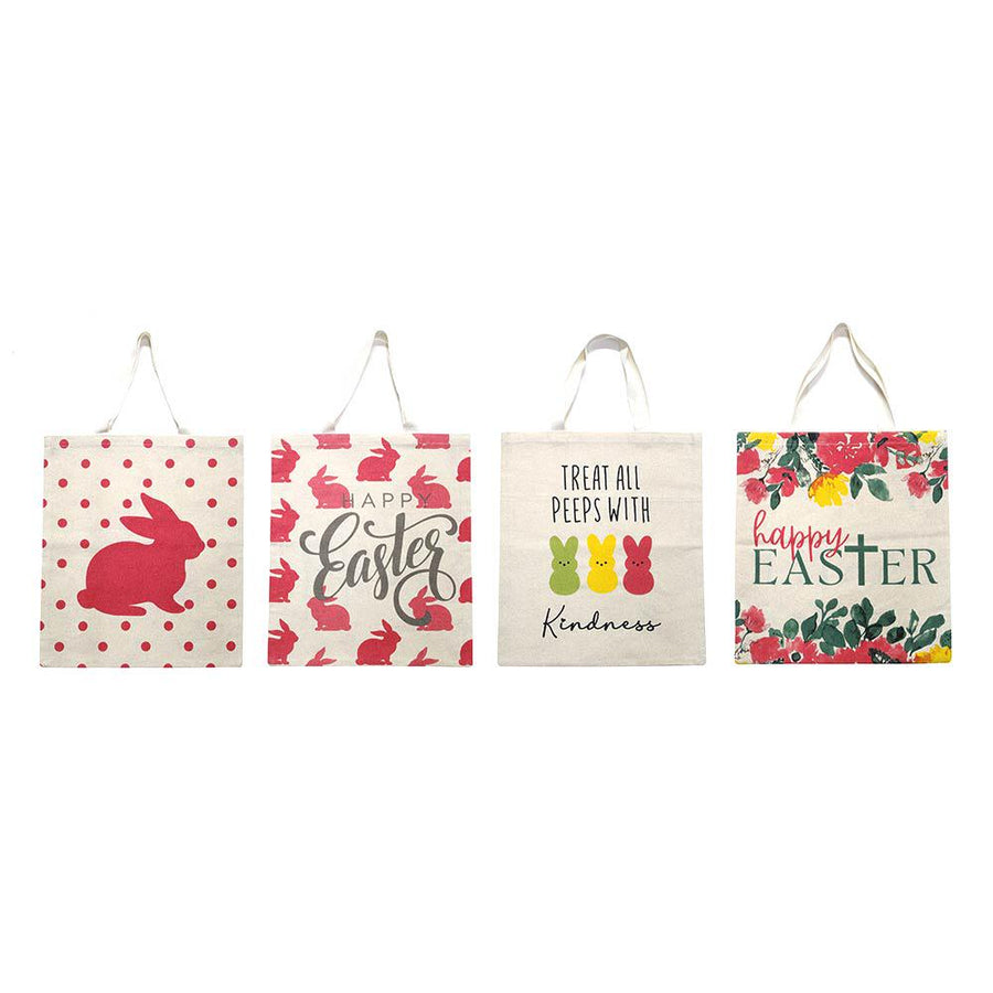 Easter Bunny Canvas Tote, Spring Print Shoulder Bag