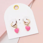 Heart Charm Huggie Hoop Earrings, Dainty Dangle Hoops, Minimalist Everyday Jewelry