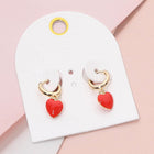 Heart Charm Huggie Hoop Earrings, Dainty Dangle Hoops, Minimalist Everyday Jewelry