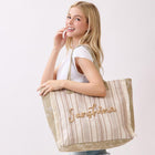 Sunshine Striped Fringe Tote Bag, Boho Summer Beach Shoulder Bag, Large Handbag