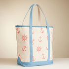 Anchor Wheel Tote | Summer Vacation Bag | Soft Shopper Carry on | Beach Shoulder Bag