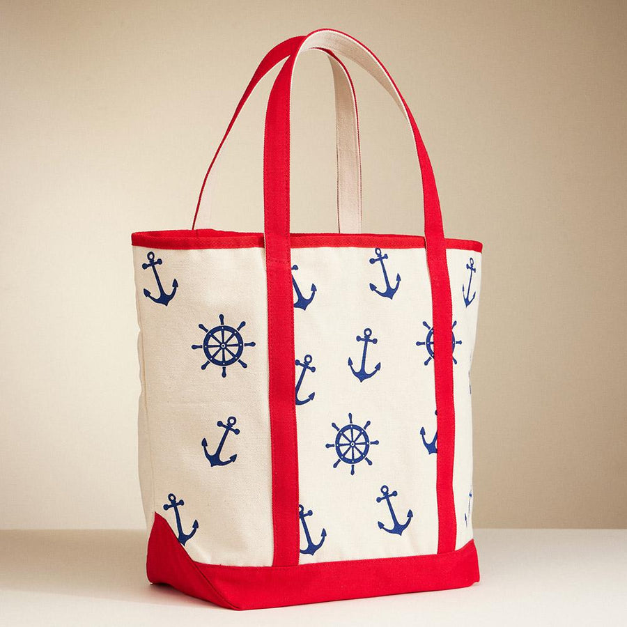Anchor Wheel Tote | Summer Vacation Bag | Soft Shopper Carry on | Beach Shoulder Bag