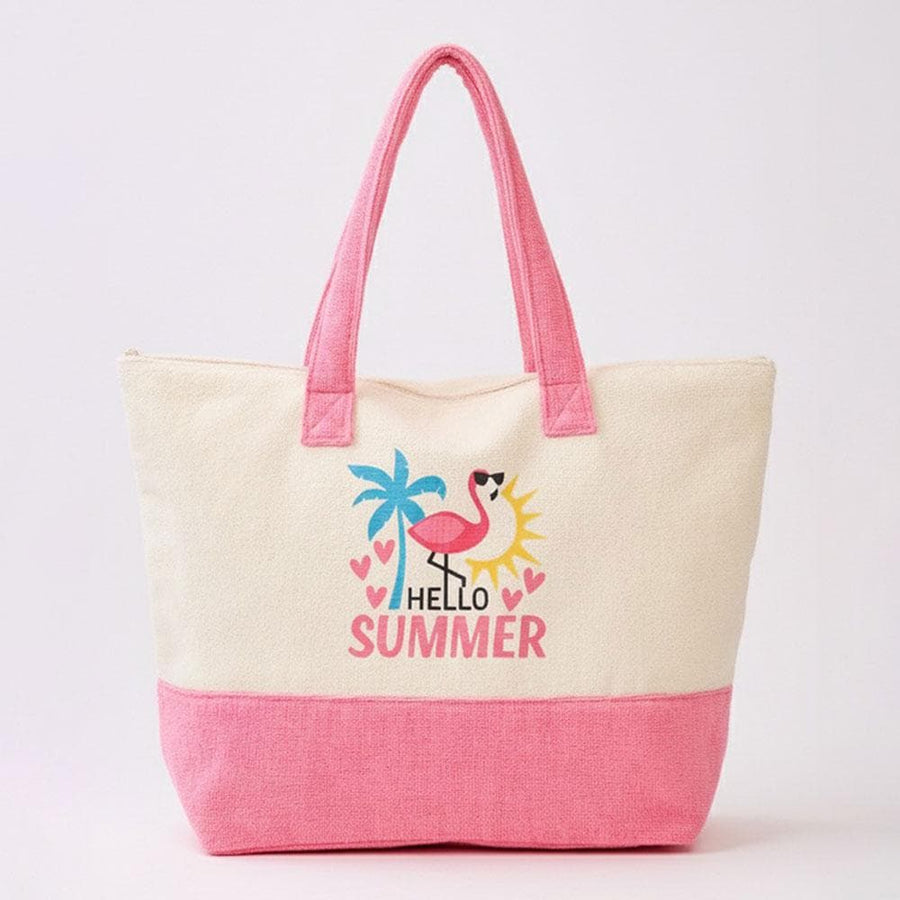 Graphic Terry Tote Bag, Printed Beach & Summer Shoulder Bag, Casual Everyday use