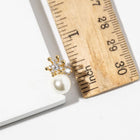 Gold Dipped CZ Crown Pearl Drop Stud Earrings, Bridal Pearl Earring, Dainty Elegant Studs