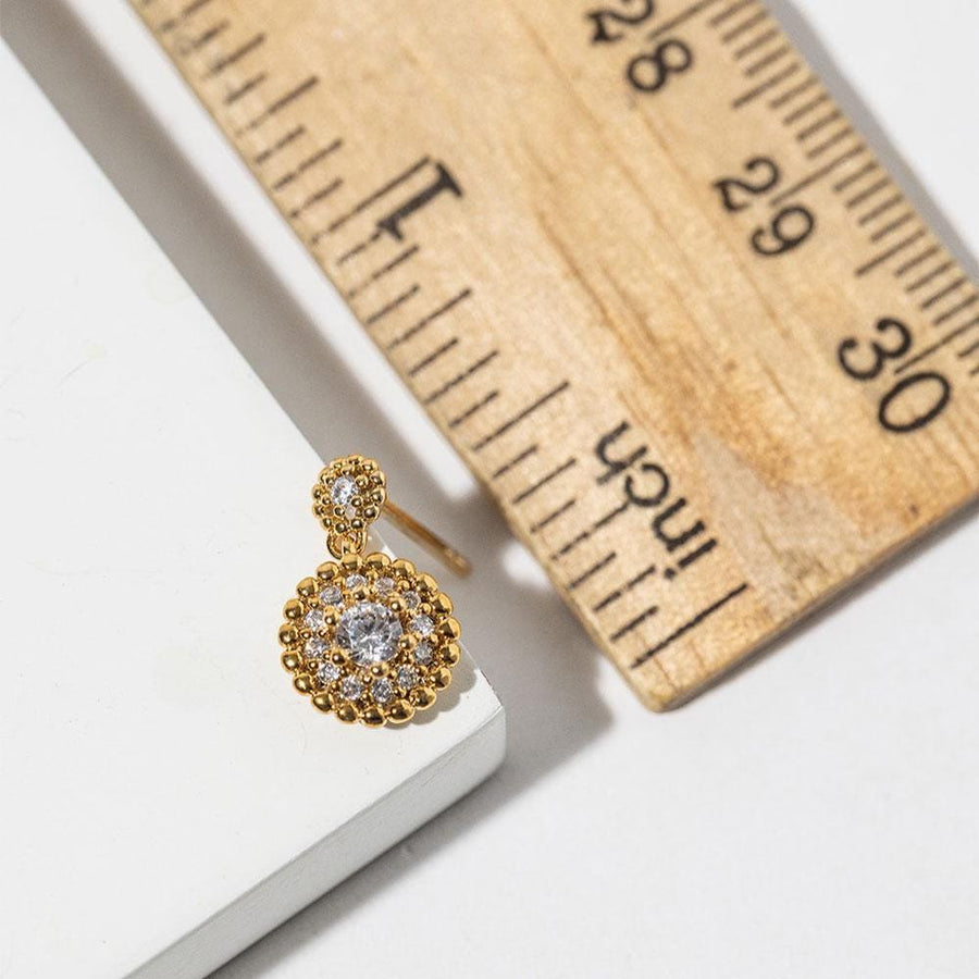 Gold Dipped Round CZ Drop Dangle Earrings, Minimalist Bridal Wedding Jewelry