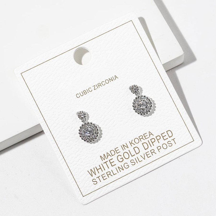 Gold Dipped Round CZ Drop Dangle Earrings, Minimalist Bridal Wedding Jewelry