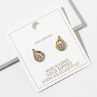 Gold Dipped CZ Halo Teardrop Stud Earrings, Bridal Wedding Sparkle Jewelry