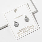 Gold Dipped CZ Halo Teardrop Stud Earrings, Bridal Wedding Sparkle Jewelry