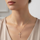 Gold Dipped CZ Cross Pendant Necklace, Minimalist Faith Jewelry, Sparkle Christian Statement