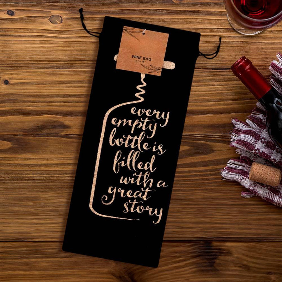 Funny Quote Wine Bag, Reusable Cotton Drawstring Pouch, Hostess Gift Wrap