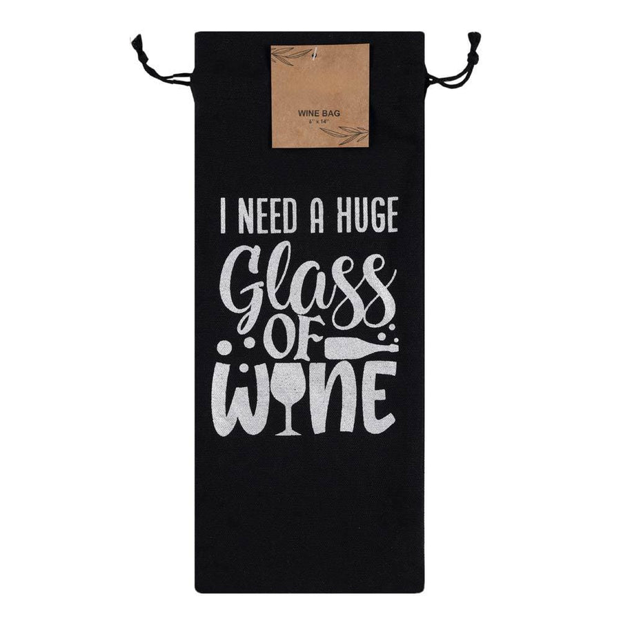 Funny Quote Wine Bag, Reusable Cotton Drawstring Pouch, Hostess Gift Wrap