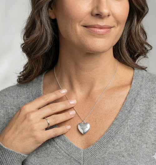 MAMA Heart Pendant Necklace, Minimalist Dainty Charm, Mother's Day Gift