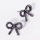 Crystal Stone Bow Stud Earrings, Ribbon Sparkle Bow Studs, Everyday and Party wear